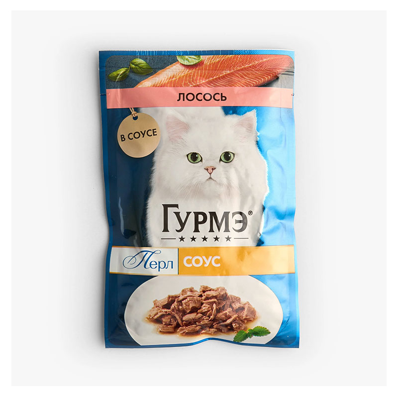 پوچ گربه گورمت روسی با طعم میگو و ماهی سالمون در سس